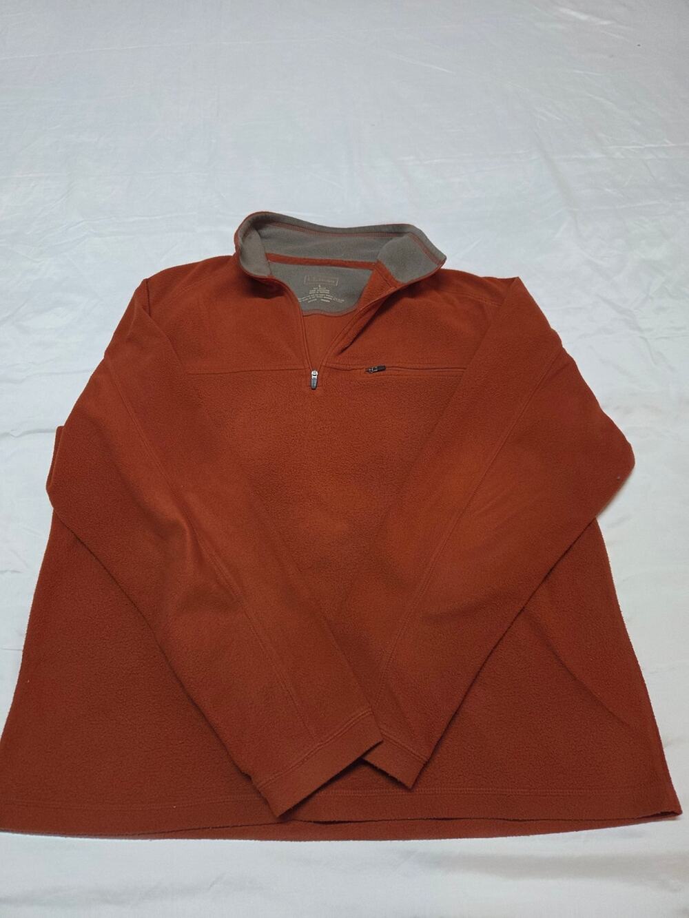 L.L. Bean Men's Rust Quarter-Zip Fleece Pullover